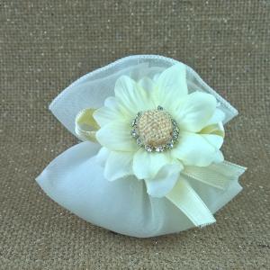 Sacchettino in georgette panna con magnolia